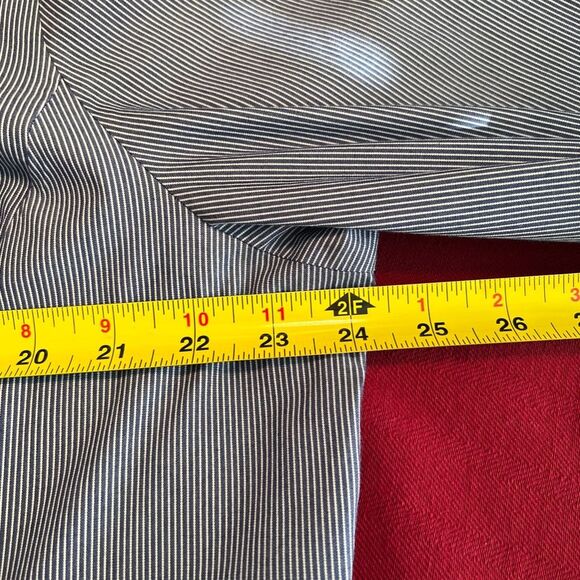 Worthington Women Blue pinstripe Button front ¾ length Sleeve Blouse - Picture 7 of 9
